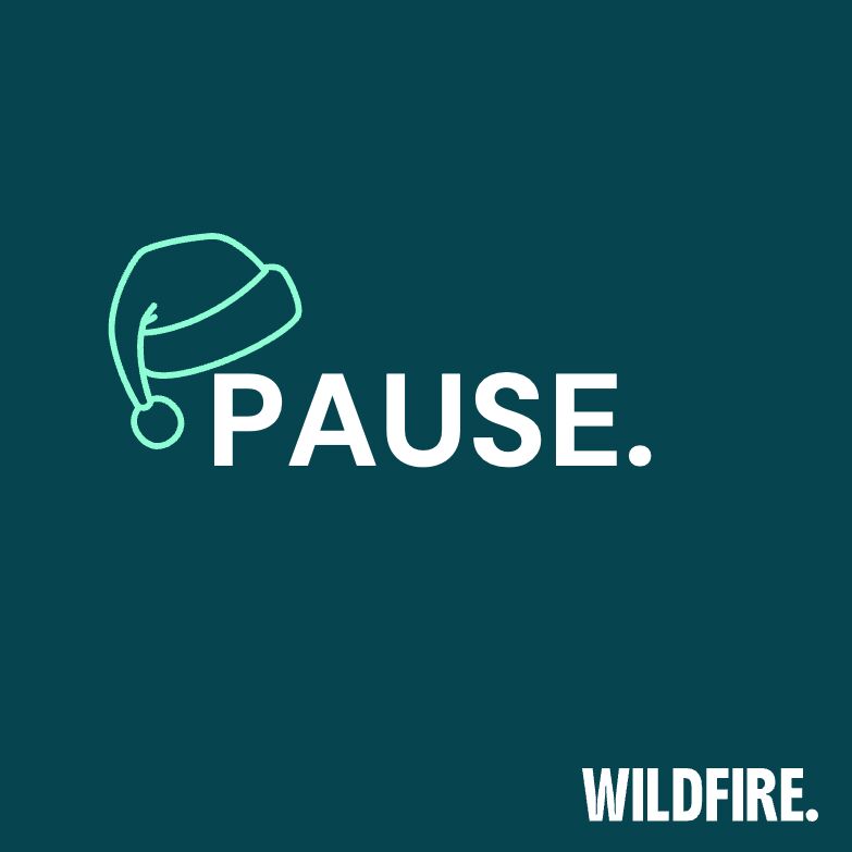 Wildfire artwork with a pause symbol and the word Pause.