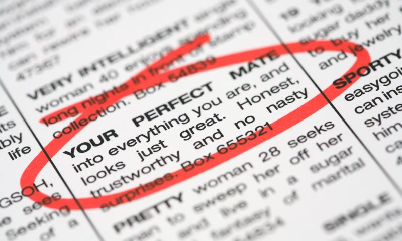 A personal advertisement with the words Your perfect match circled in red.